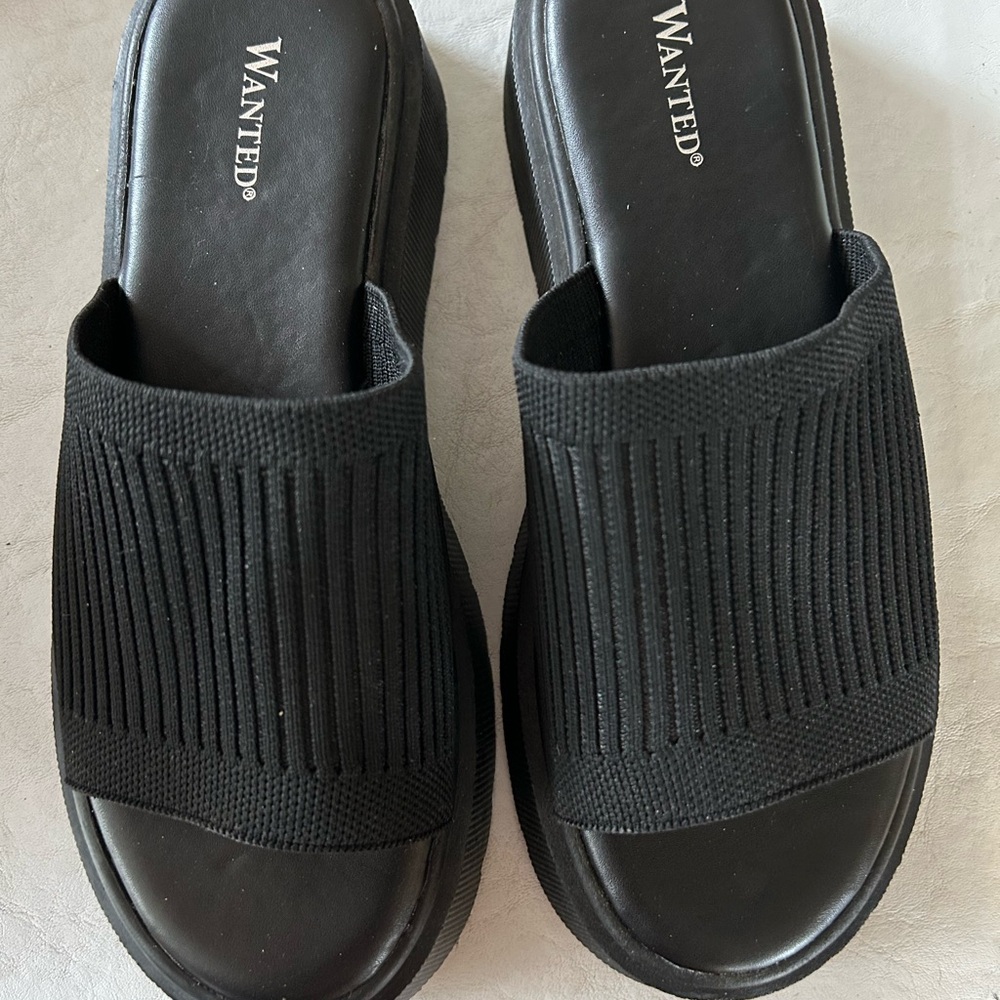 Wanted Black Slide Sandals